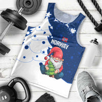 Norway Christmas Men Tank Top with Nordic Gnome Santa White Tree and Snowflake - Wonder Print Shop