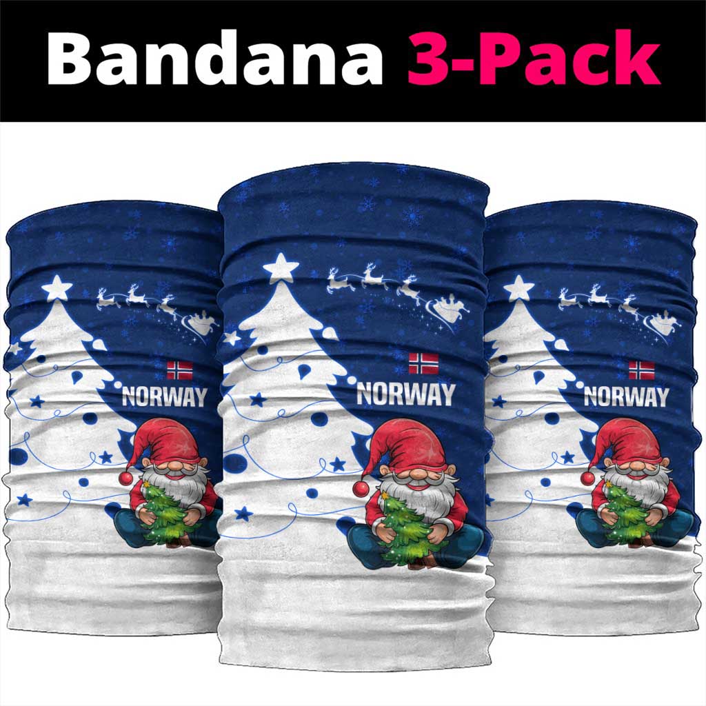 Norway Christmas Neck Gaiter with Nordic Gnome Santa White Tree and Snowflake - Wonder Print Shop