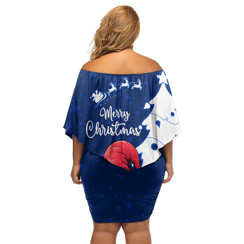 Norway Christmas Off Shoulder Short Dress with Nordic Gnome Santa White Tree and Snowflake - Wonder Print Shop