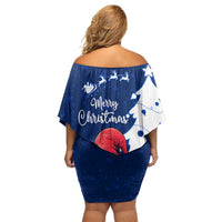 Norway Christmas Off Shoulder Short Dress with Nordic Gnome Santa White Tree and Snowflake - Wonder Print Shop
