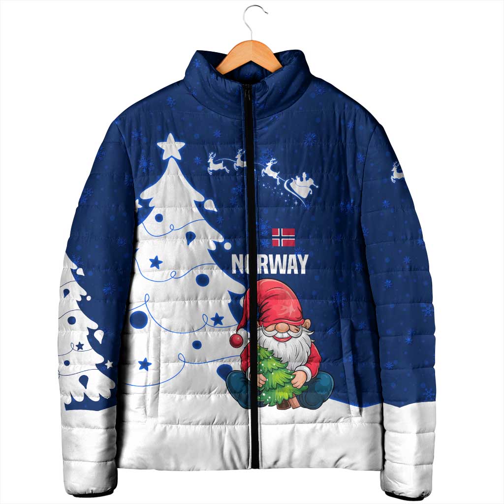 Norway Christmas Padded Jacket with Nordic Gnome Santa White Tree and Snowflake - Wonder Print Shop