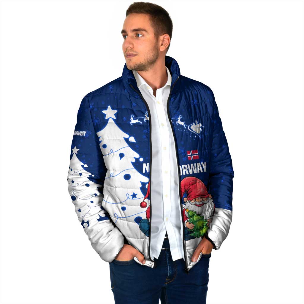 Norway Christmas Padded Jacket with Nordic Gnome Santa White Tree and Snowflake - Wonder Print Shop