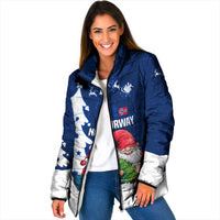 Norway Christmas Padded Jacket with Nordic Gnome Santa White Tree and Snowflake - Wonder Print Shop