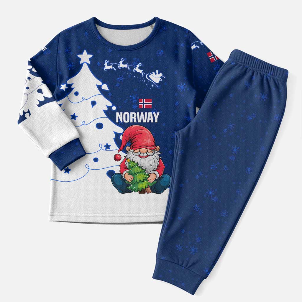 Norway Christmas Pajama Set with Nordic Gnome Santa White Tree and Snowflake - Wonder Print Shop