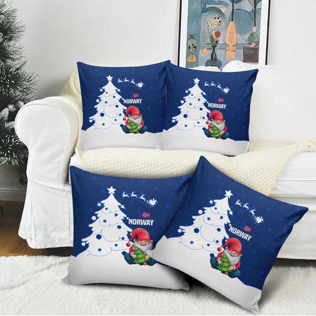 Norway Christmas Pillow Cover with Nordic Gnome Santa White Tree and Snowflake - Wonder Print Shop