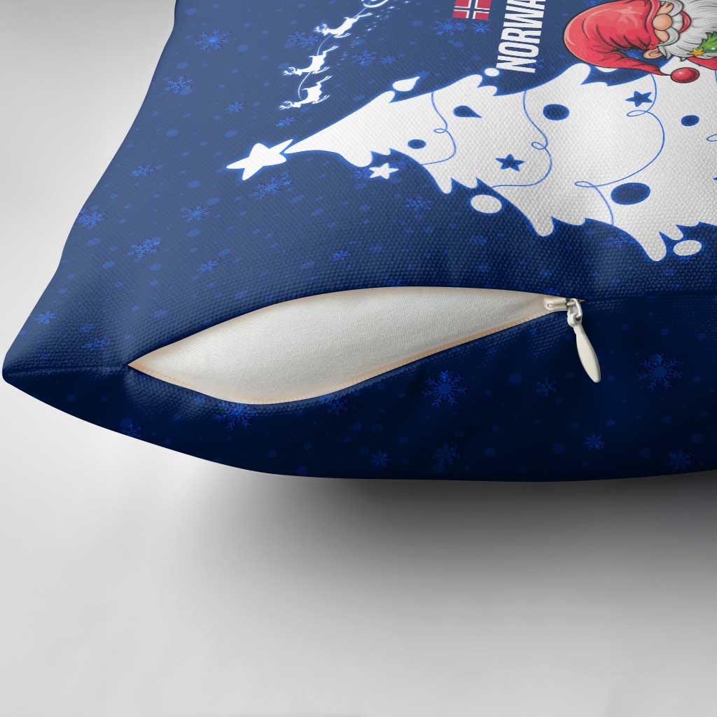 Norway Christmas Pillow Cover with Nordic Gnome Santa White Tree and Snowflake - Wonder Print Shop