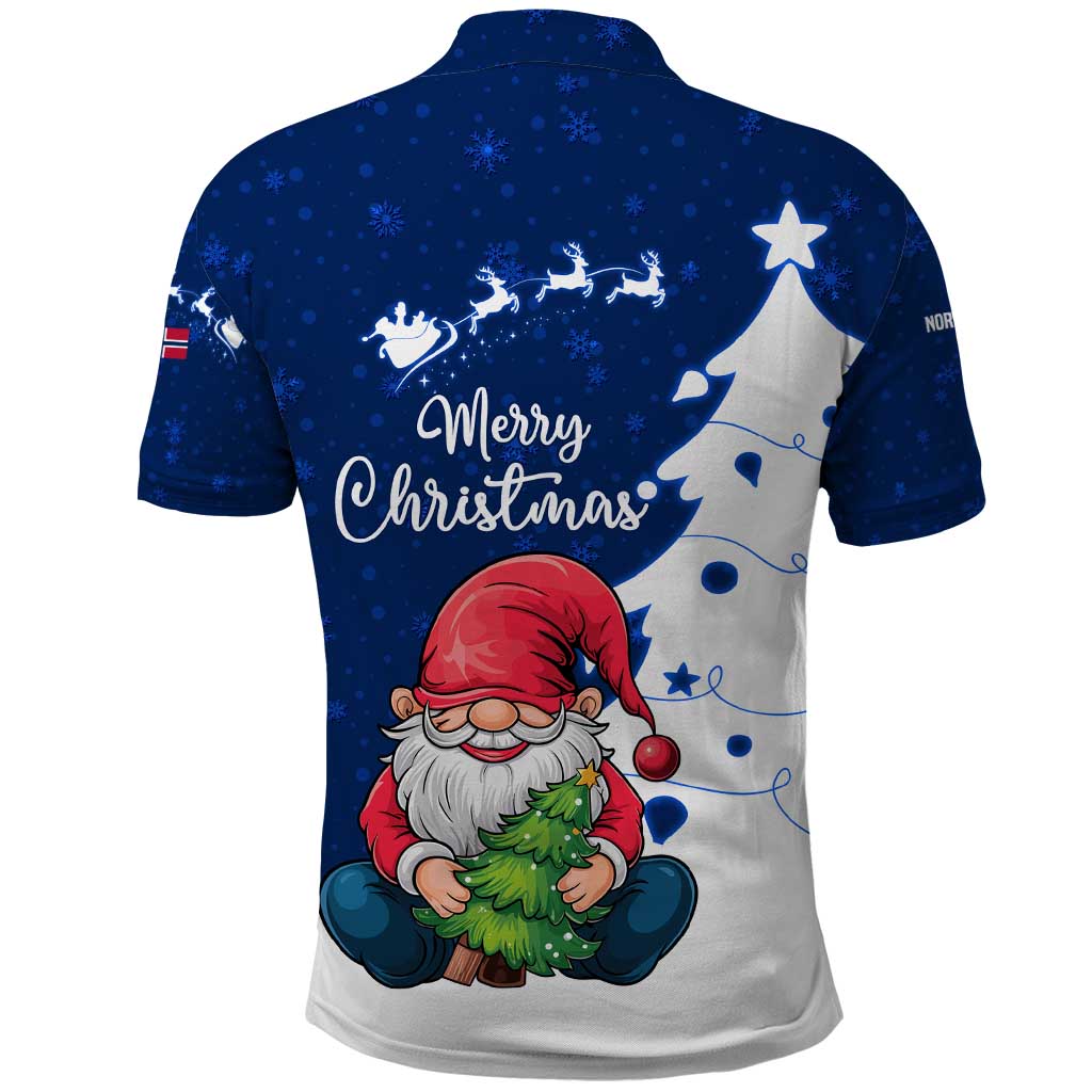 Norway Christmas Polo Shirt with Nordic Gnome Santa White Tree and Snowflake - Wonder Print Shop