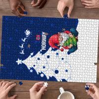 Norway Christmas Puzzle with Nordic Gnome Santa White Tree and Snowflake - Wonder Print Shop
