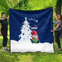 Norway Christmas Quilt with Nordic Gnome Santa White Tree and Snowflake - Wonder Print Shop