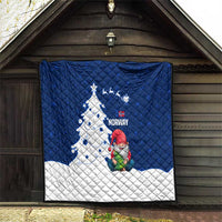 Norway Christmas Quilt with Nordic Gnome Santa White Tree and Snowflake - Wonder Print Shop