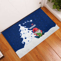 Norway Christmas Rubber Doormat with Nordic Gnome Santa White Tree and Snowflake - Wonder Print Shop