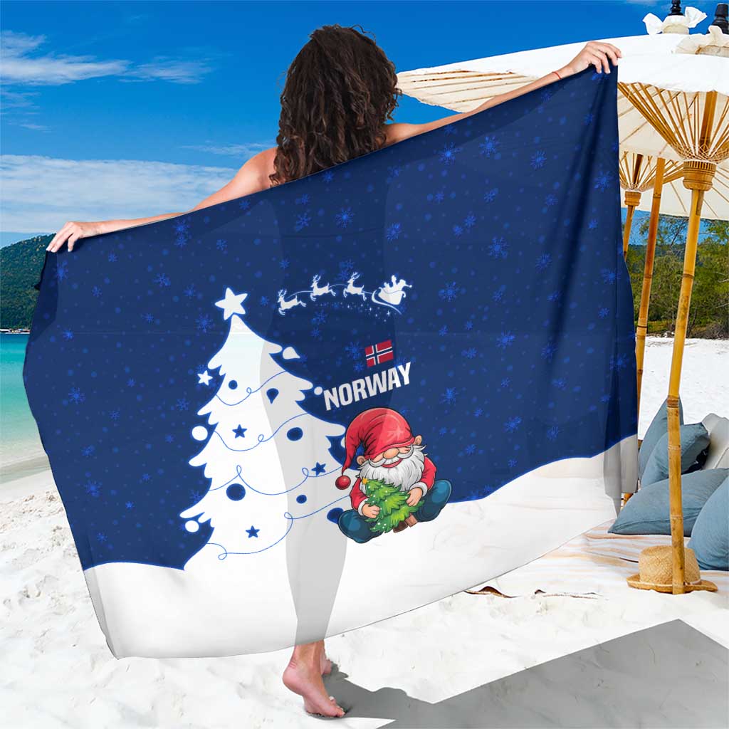 Norway Christmas Sarong with Nordic Gnome Santa White Tree and Snowflake - Wonder Print Shop