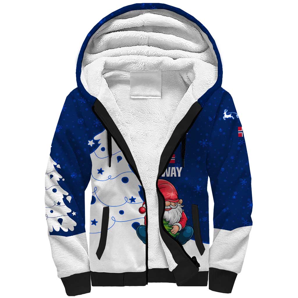 Norway Christmas Sherpa Hoodie with Nordic Gnome Santa White Tree and Snowflake - Wonder Print Shop