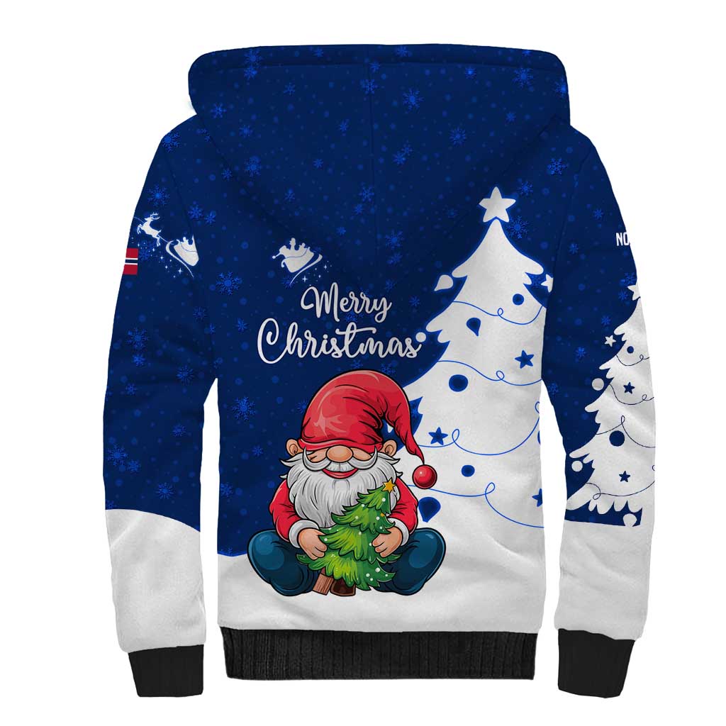 Norway Christmas Sherpa Hoodie with Nordic Gnome Santa White Tree and Snowflake - Wonder Print Shop