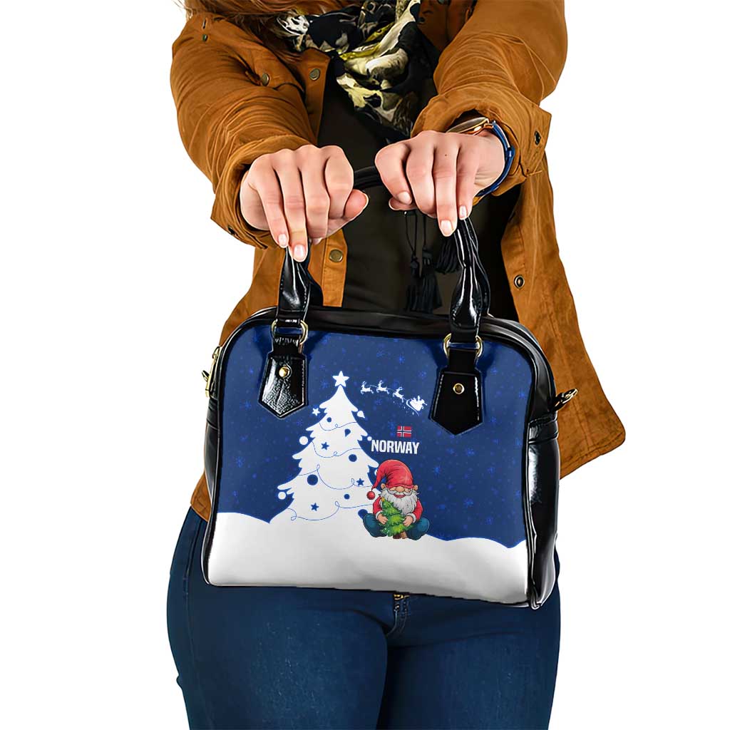 Norway Christmas Shoulder Handbag with Nordic Gnome Santa White Tree and Snowflake - Wonder Print Shop