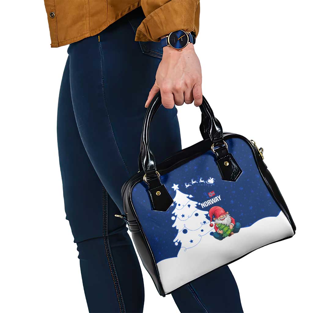 Norway Christmas Shoulder Handbag with Nordic Gnome Santa White Tree and Snowflake - Wonder Print Shop