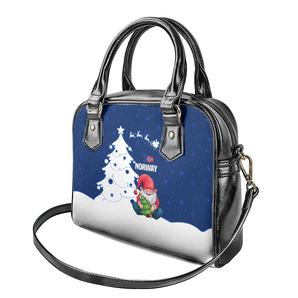 Norway Christmas Shoulder Handbag with Nordic Gnome Santa White Tree and Snowflake - Wonder Print Shop