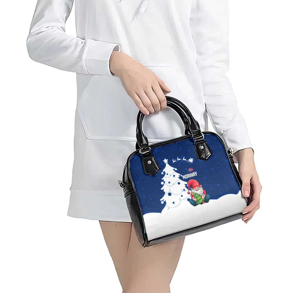 Norway Christmas Shoulder Handbag with Nordic Gnome Santa White Tree and Snowflake - Wonder Print Shop