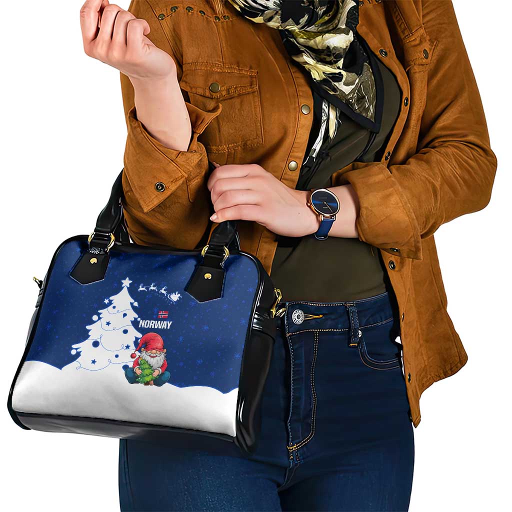 Norway Christmas Shoulder Handbag with Nordic Gnome Santa White Tree and Snowflake - Wonder Print Shop