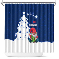 Norway Christmas Shower Curtain with Nordic Gnome Santa White Tree and Snowflake - Wonder Print Shop