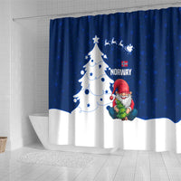 Norway Christmas Shower Curtain with Nordic Gnome Santa White Tree and Snowflake - Wonder Print Shop