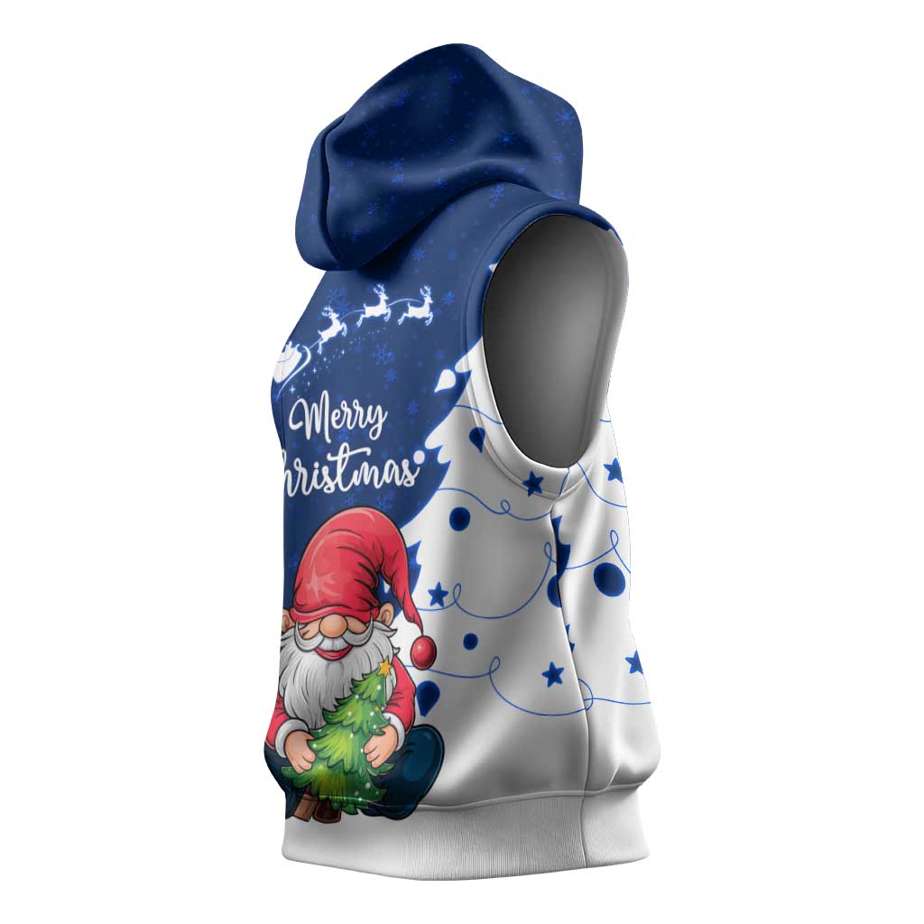 Norway Christmas Sleeveless Hoodie with Nordic Gnome Santa White Tree and Snowflake - Wonder Print Shop