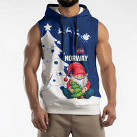 Norway Christmas Sleeveless Hoodie with Nordic Gnome Santa White Tree and Snowflake - Wonder Print Shop
