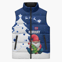 Norway Christmas Sleeveless Puffer Jacket with Nordic Gnome Santa White Tree and Snowflake - Wonder Print Shop