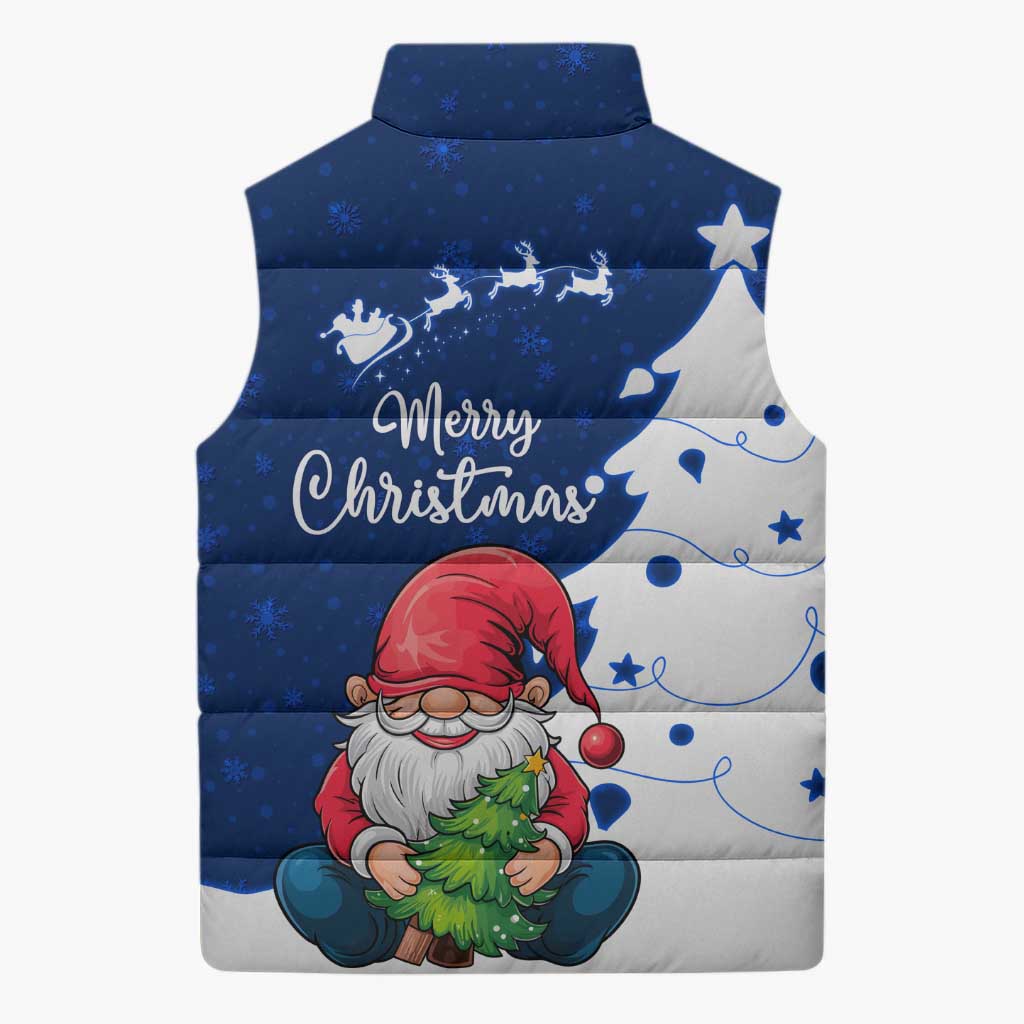 Norway Christmas Sleeveless Puffer Jacket with Nordic Gnome Santa White Tree and Snowflake - Wonder Print Shop