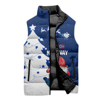 Norway Christmas Sleeveless Puffer Jacket with Nordic Gnome Santa White Tree and Snowflake - Wonder Print Shop