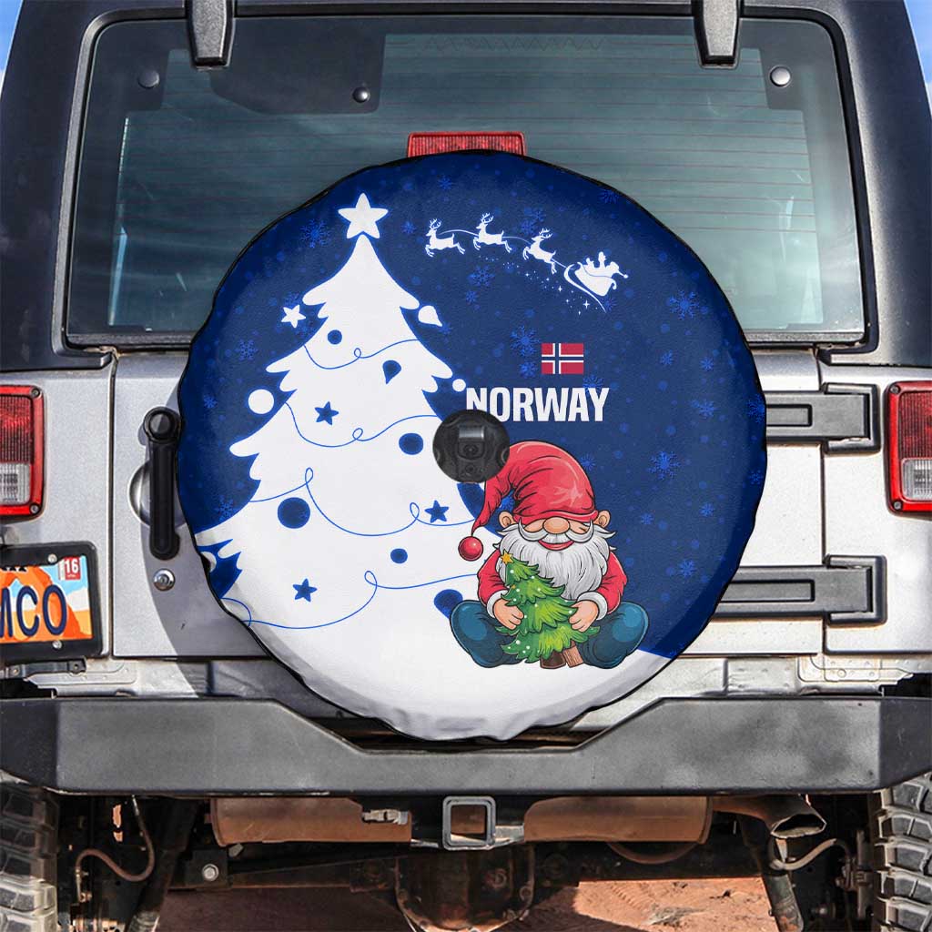 Norway Christmas Spare Tire Cover with Nordic Gnome Santa White Tree and Snowflake - Wonder Print Shop