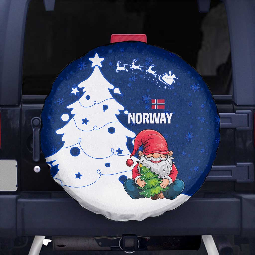 Norway Christmas Spare Tire Cover with Nordic Gnome Santa White Tree and Snowflake - Wonder Print Shop
