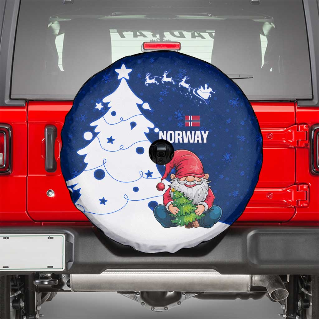 Norway Christmas Spare Tire Cover with Nordic Gnome Santa White Tree and Snowflake - Wonder Print Shop