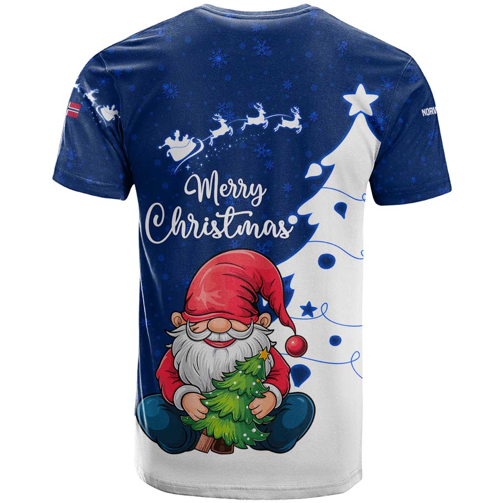 Norway Christmas T Shirt with Nordic Gnome Santa White Tree and Snowflake - Wonder Print Shop