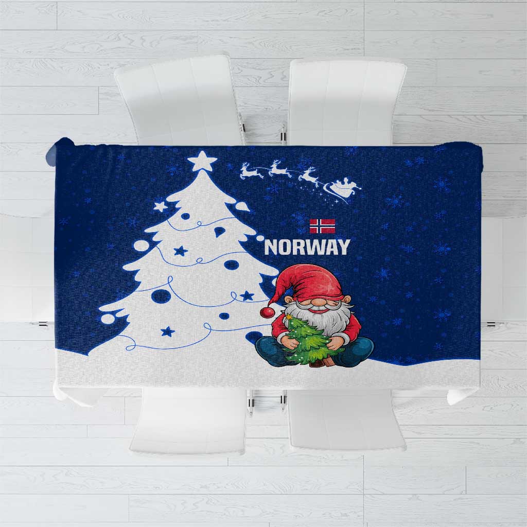Norway Christmas Tablecloth with Nordic Gnome Santa White Tree and Snowflake - Wonder Print Shop