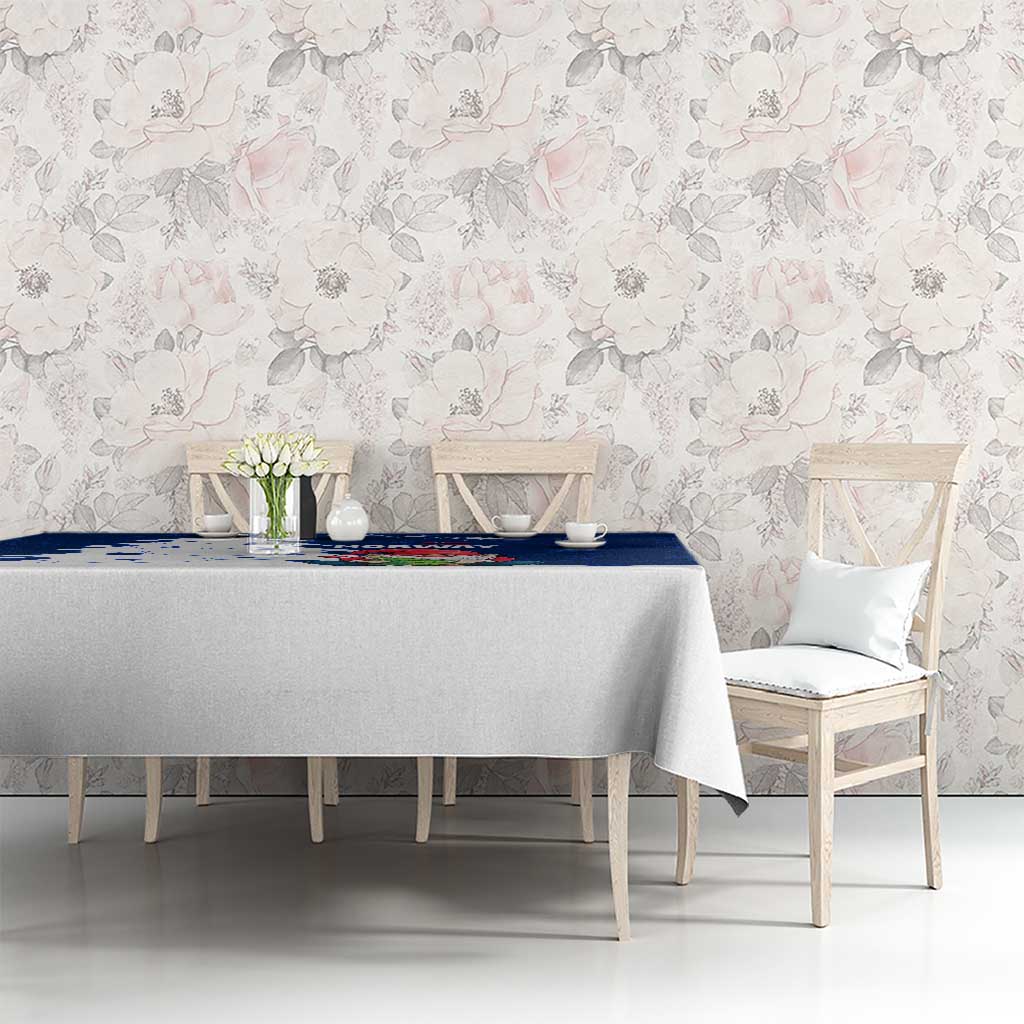 Norway Christmas Tablecloth with Nordic Gnome Santa White Tree and Snowflake - Wonder Print Shop