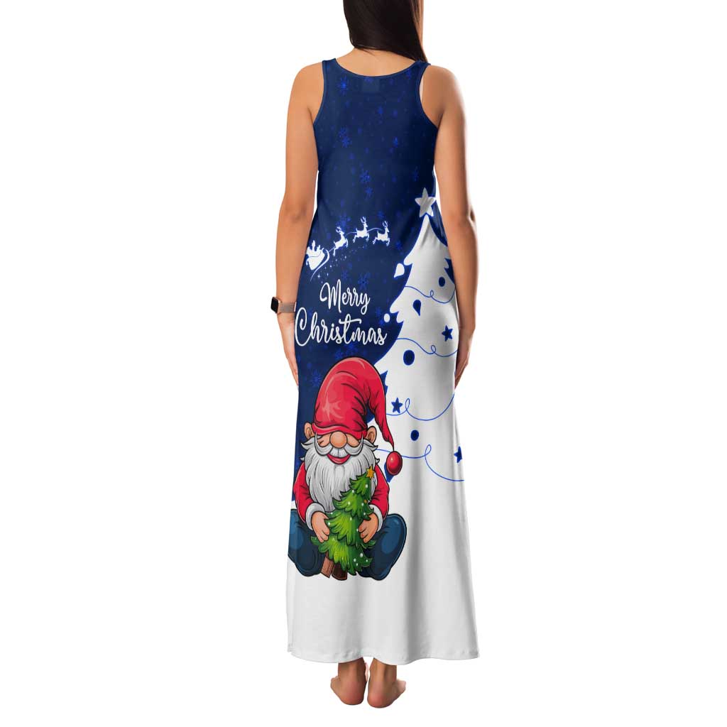 Norway Christmas Tank Maxi Dress with Nordic Gnome Santa White Tree and Snowflake - Wonder Print Shop
