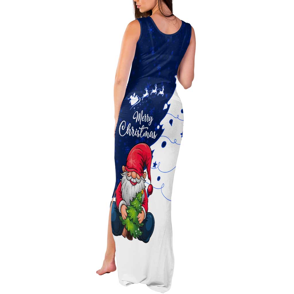 Norway Christmas Tank Maxi Dress with Nordic Gnome Santa White Tree and Snowflake - Wonder Print Shop