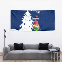 Norway Christmas Tapestry with Nordic Gnome Santa White Tree and Snowflake - Wonder Print Shop