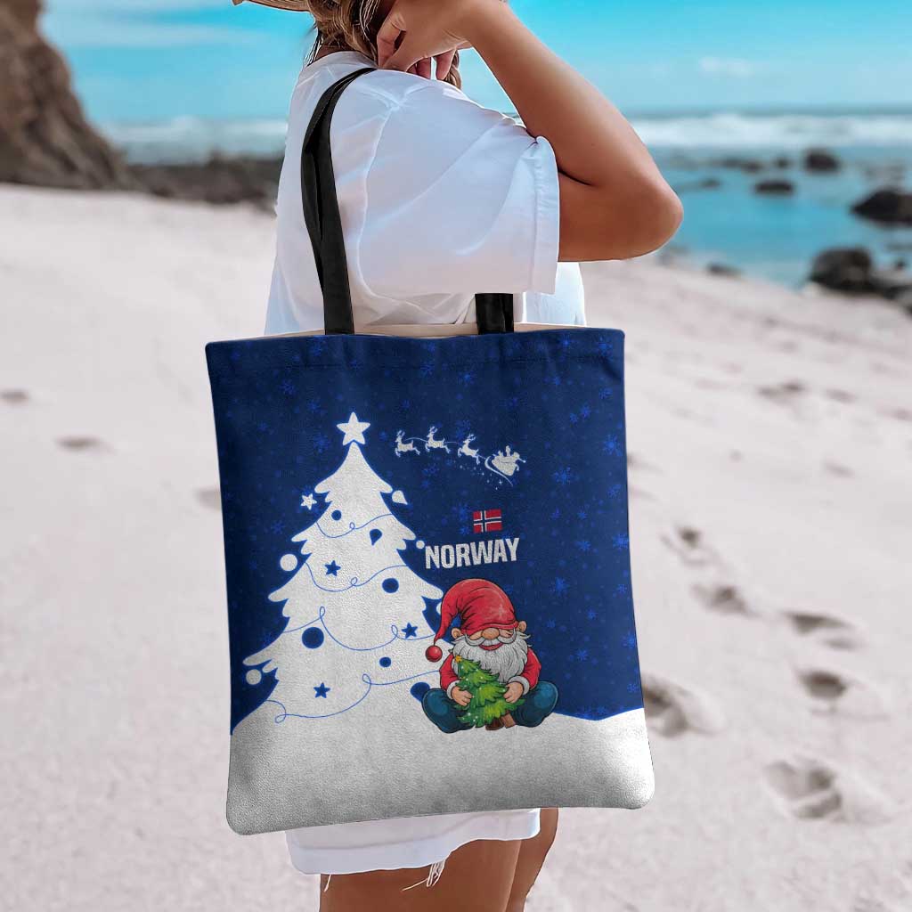 Norway Christmas Tote Bag with Nordic Gnome Santa White Tree and Snowflake - Wonder Print Shop