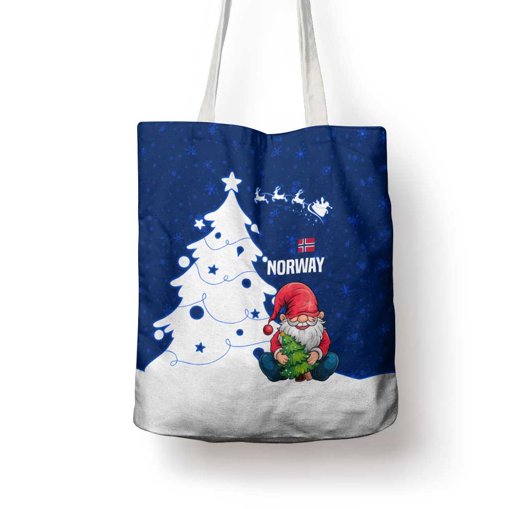 Norway Christmas Tote Bag with Nordic Gnome Santa White Tree and Snowflake - Wonder Print Shop