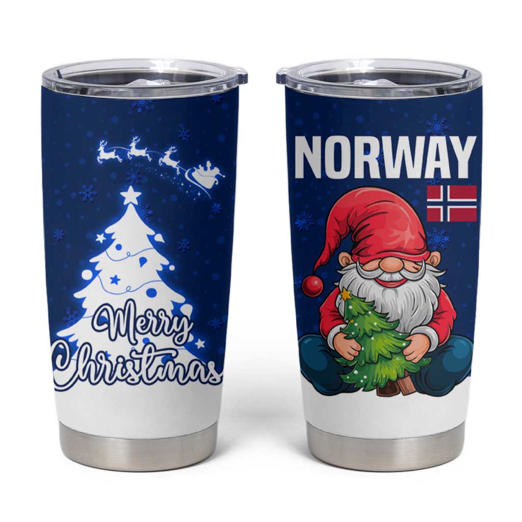 Norway Christmas Tumbler Cup with Nordic Gnome Santa White Tree and Snowflake - Wonder Print Shop
