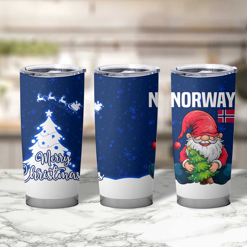 Norway Christmas Tumbler Cup with Nordic Gnome Santa White Tree and Snowflake - Wonder Print Shop