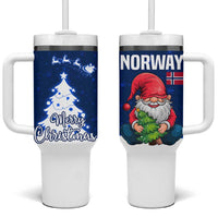 Norway Christmas Tumbler With Handle with Nordic Gnome Santa White Tree and Snowflake - Wonder Print Shop