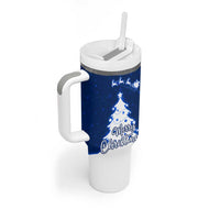 Norway Christmas Tumbler With Handle with Nordic Gnome Santa White Tree and Snowflake - Wonder Print Shop