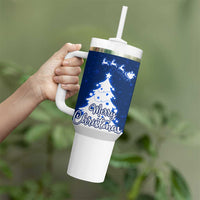 Norway Christmas Tumbler With Handle with Nordic Gnome Santa White Tree and Snowflake - Wonder Print Shop