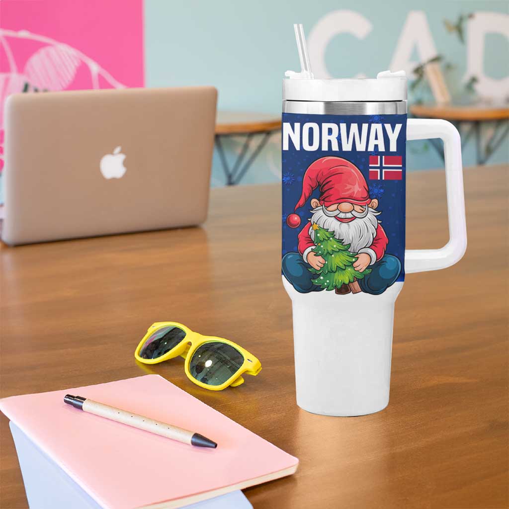 Norway Christmas Tumbler With Handle with Nordic Gnome Santa White Tree and Snowflake - Wonder Print Shop