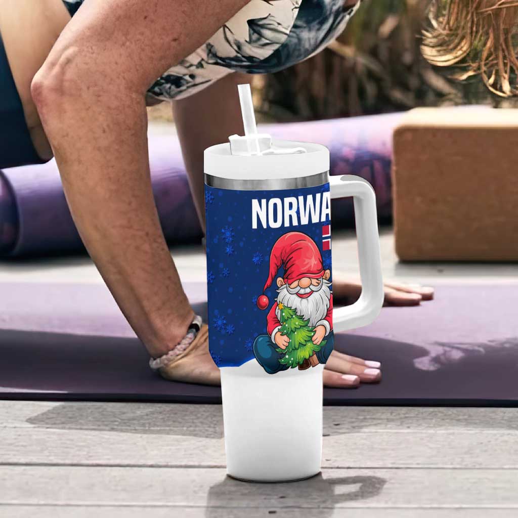 Norway Christmas Tumbler With Handle with Nordic Gnome Santa White Tree and Snowflake - Wonder Print Shop