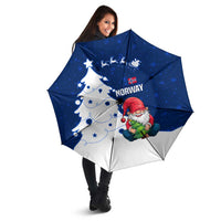 Norway Christmas Umbrella with Nordic Gnome Santa White Tree and Snowflake - Wonder Print Shop