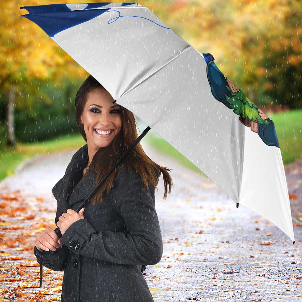 Norway Christmas Umbrella with Nordic Gnome Santa White Tree and Snowflake - Wonder Print Shop